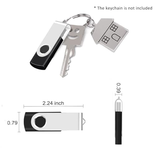200Packs of 1GB Flash Drive Bulk EASTBULL FAT32 Thumb Drives Pack (Black) | Swivel & Metal USB2.0 Thumb Drive Pack 1G USB Drives Bulk with 200 Strings - size: 1GB, style: 200Pack