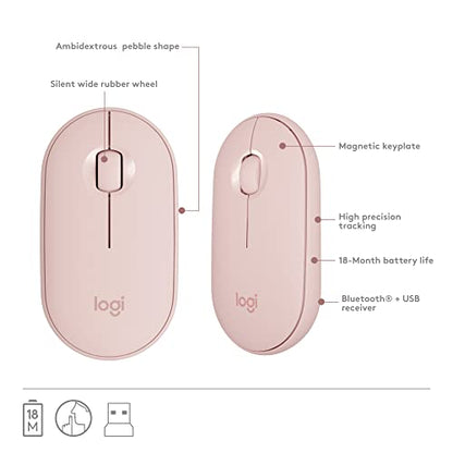 Logitech MK470 Slim Wireless Keyboard and Mouse Combo - Modern Compact Layout, Ultra Quiet, 2.4 GHz USB Receiver, Plug n' Play Connectivity, Compatible with Windows - Rose - color: Rose
