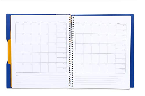 Mintra Office Durable PREMIUM Spiral Notebook, ((Blue, 1 Subject, 8.5in x 11in)), Fabric Covered Coils, No Snags, Removable Adjustable Pocket Dividers, Ruler, Organization, Customizable - color: Blue, size: 1 Subject (8.5in x 11in)