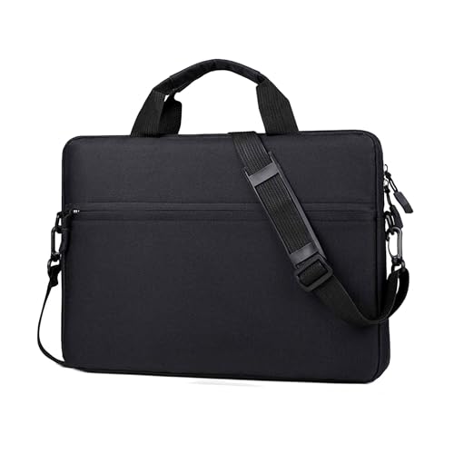 Laptop Carrying Case for 13/14/15 Inch Laptops & Tablets - Double Compartment Shockproof Adjustable Strap Durable & Stylish Business Travel School Bag - Black - color: Black