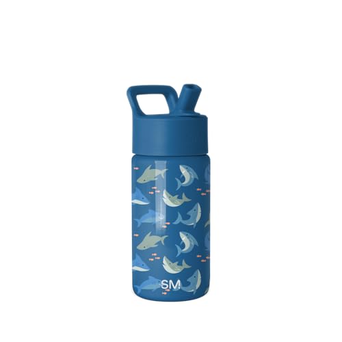 Simple Modern Kids Water Bottle with Straw Lid | 14oz Insulated Stainless Steel Kids Tumbler & Spill Proof Toddler Cup for School, Girls, Boys | Summit | Shark Shiver - color: -Shark Shiver, size: 14 Ounces