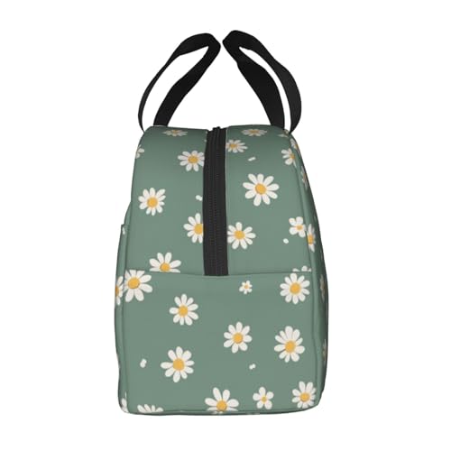 Lunch Bag Daisy Flower Green Insulated Lunch Box Reusable Cooler Tote for Adults Student Girl Boy Work Office School Picnic Over 3 Years Old - color: B0367