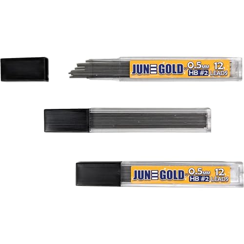 June Gold 864 Pieces, 0.5 mm HB #2 Lead Refills, 72 Dispensers, 12 Pieces Per Dispenser, Fine Thickness, Break Resistant Lead/Graphite - style: 0.5 mm