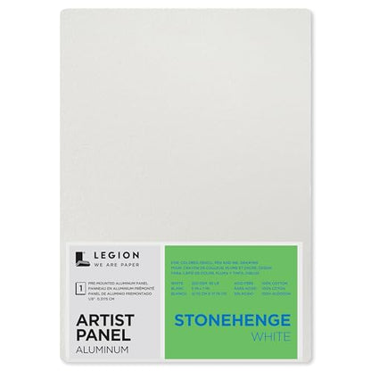 Legion Artist Panel, 1/8" Composite Brushed Aluminum with Stonehenge 100% Cotton White 250gsm Paper, 5 x 7 inches for Dry Media - size: 5 x 7