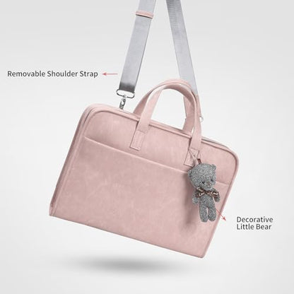 Protective Sleeve Case Bag Compatible with MacBook Pro 16 Inch, 15.6 inch, HP, Dell, Acer Aspire, Asus Notebook, Computer Bag with Shoulder Strap,Pocket,Handle, Pink - color: Pink, size: 15-16