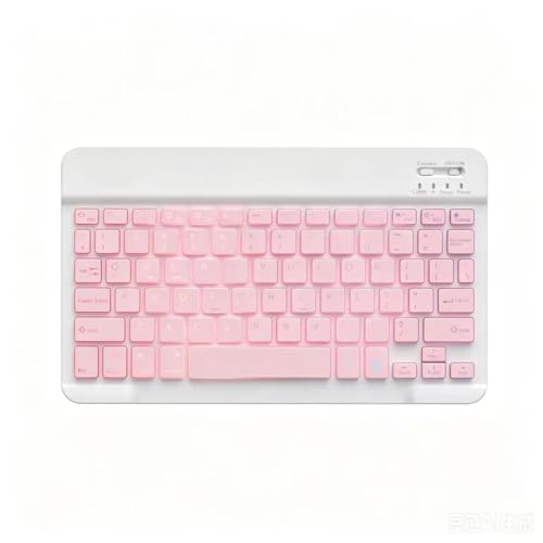 Mini Bluetooth Keyboard, Small Portable Wireless Rechargeable Keyboard with 7-Color RGB Backlit for iPad iPhone Android Samsung Tablet Smartphone((Pink) - color: Pink