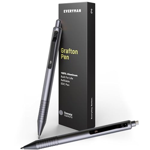 Everyman Gunmetal Grafton Pen and Pencil Set | Premium EDC Metal Gel Ink Pen + Mechanical Pencil | Refillable Executive Writing Tools for Office, Business, Men’s Gift & Daily Use - color: Gunmetal, style: Pen and Pencil Set