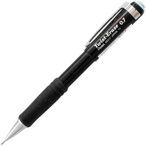 Pentel Twist-Erase III Mechanical Pencil, (0.5mm), Fine Line, Black Barrel, Pack of 4 (QE515BP4A)