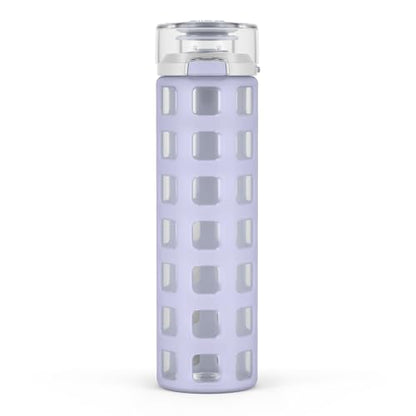 Ello Syndicate 20oz Reusable Glass Water Bottle with One-Touch Leak Proof Flip Lid, Protective Non-Slip Silicone Sleeve, Carry Loop for Coffee, Tea and Water, BPA-free, Dishwasher Safe, Celeste - color: Celeste
