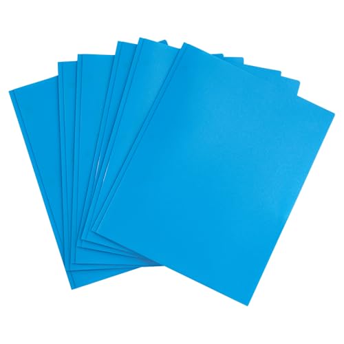 JAM PAPER Plastic Color POP Folders - 2 Pocket Durable Folders with Metal Prongs Fastener Clasps - Blue - 6/Pack - color: Light Blue, size: 6 Per Pack