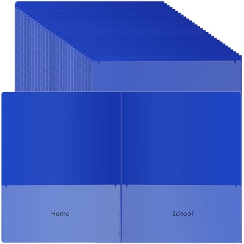 30 Pcs Parent Teacher Classroom Communication Folder with Clear Front Pockets, 2 Pockets Homework Folders Take Home Plastic Folders for Kid Student Home and Classroom (30, Blue) - color: Blue