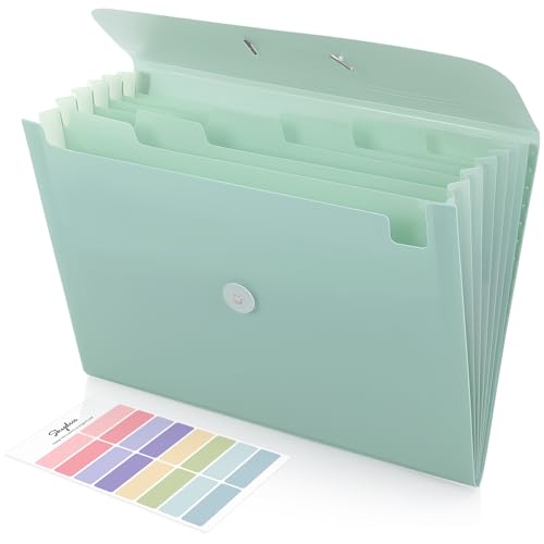 SKYDUE Accordion File Organizer, Expanding File Folder with 7 Pockets, Portable Receipt Paper Bill Document Organizer, Letter/A4 Size Filing Folder School Office Supplies, TurquoiseGreen - color: Turquoisegreen