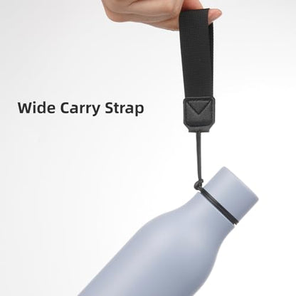 Konokyo Insulated Water Bottle with Strap,18 oz Double Wall Stainless Steel Vacuum Bottles Metal Water Flask,Grey Blue - color: Grey Blue, size: 18 Ounces