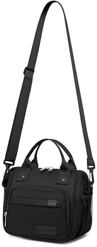 TuErCao Small Lunch Bag Lightweight Insulated Lunch Box for Women Work Portable Soft Cooler for Picnic Travel Road Trips, Loncheras para Mujer, Black - color: S1: Black, size: Small