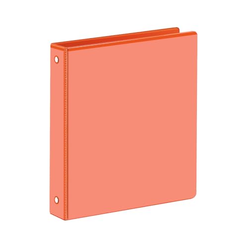 SUIN 1 Inch 3 Ring Binder, Clear 1'' View Presentation Binders with 2 Pockets, Fits 8.5 x 11 Letter Size, Durable Polypropylene, Non-Stick & PVC-Free for School, Office & Home (Orange) - color: Orange
