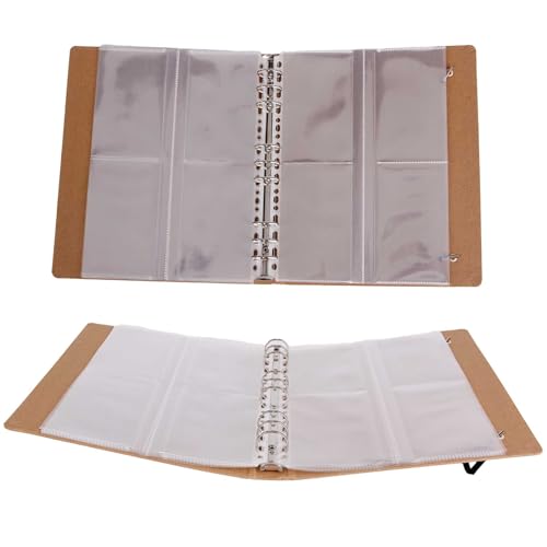PABCK 100 Pockets Kraft Paper Binder Sheet for Seeds Envelope Photo Sleeves | Garden Seed Packets Organize Book 4 Side Loading (Slot Size 3.62x5.19 inch) Plastic Clear 25 Sheet Album Card Photo Protector