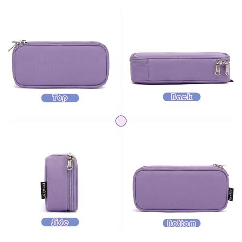 FlowFly Large Capacity Pencil Case for Kids, Boys & Girls – Zippered Multi-Functional Pen Pouch, Soft & Portable Pencil Bag for School, Teens, Students, Purple - color: Purple