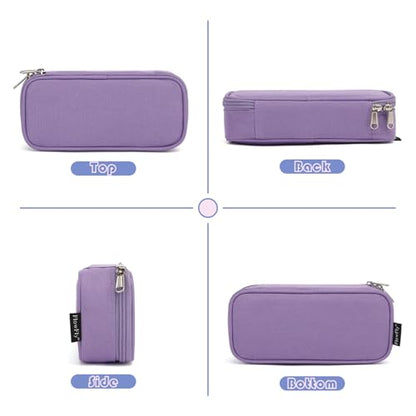 FlowFly Large Capacity Pencil Case for Kids, Boys & Girls – Zippered Multi-Functional Pen Pouch, Soft & Portable Pencil Bag for School, Teens, Students, Purple - color: Purple