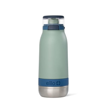 Ello Emma 14oz Insulated Stainless Kids Water Bottle with Straw, Seaside | Insulated stainless steel kids water bottle with straw, leakproof locking lid, carry handle, and cold drinks for school - color: Seaside