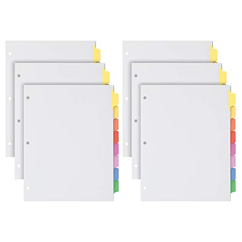 Oxford Binder Dividers for 3 Ring Binders, 6 Pack, 8-Tab Dividers, Write & Erase Ballpoint Pen from Tabs, White Paper Dividers with Color Tabs, 48 Total - size: 8 Tab Write & Erase