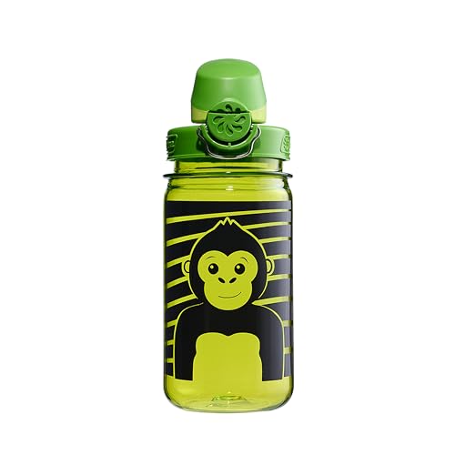 Nalgene Kids' 12 oz On The Fly Lock-Top Water Bottle, Green Monkey - color: Green Monkey, size: 12 Ounces