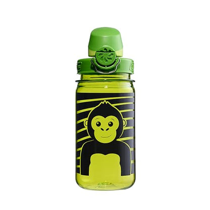 Nalgene Kids' 12 oz On The Fly Lock-Top Water Bottle, Green Monkey - color: Green Monkey, size: 12 Ounces