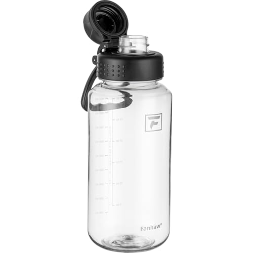 Fanhaw 32 oz Clear BPA-Free Tritan Water Bottle with Fast-Flow Spout Lid (6 Pack), BPA-Free & Leak-Proof Wide-Mouth Reusable Bottle for Gym, School & Office, Back to School Essentials (Clear&Black) - color: Clear&Black, style: 32 Ounces (Pack of 6)