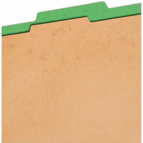 Smead Pressboard Classification File Folder with SafeSHIELD Fasteners, 1 Divider, 2" Expansion, Letter Size, Green, 10 per Box (13733) (Pack of 1) - color: Green