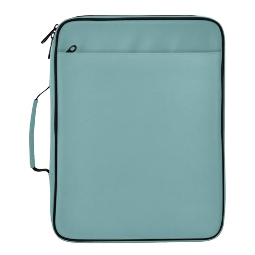 Turquoise Print 3 Ring Zipper Binder for Office School High Capacity Document Organizer 1.2 Inch Portfolio Case Holds 500 Sheets Binder Organizer for Adults Kids - color: Turquoise