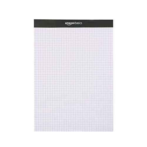 Amazon Basics Quad-Ruled Graph Paper Pad with Sturdy Back, Perforated, 8.5" x 11.75", White, 100 Sheets/Pad, 2-Pack - size: 2 Pack