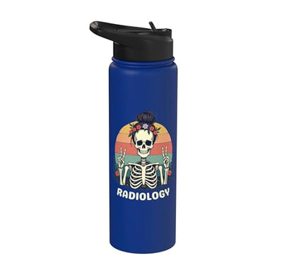Funny Radiology Student Graduation Xray Technician Men Women Stainless Steel Insulated Water Bottle - color: Royal Blue