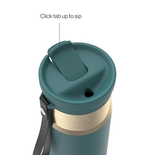 Contigo SnapSeal 709.8ml(24온스) 스테인리스 스틸 진공 단열 물병, 누출 방지 자동 닫힘 뚜껑, 휴대용 스트랩 및 재사용 가능한 빨대, BPA 프리 및 납 프리, 식기세척기 사용 가능 - color: 미네랄 틸 샴페인, size: 24온스