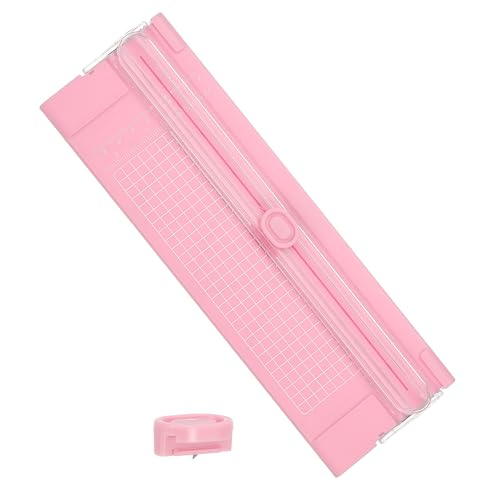 PATIKIL Paper Cutter Trimmer, A4 Straight Small Portable Paper Slide Paper Slicer with Safe-Guard for Craft Cardstock Label Card, Scrapbook Photo, Pink, with 1 Blade - color: Pink