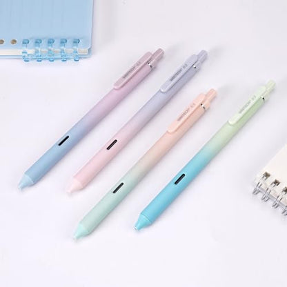 WRITECH Gel Pens Fine Point: 0.5mm Black Ink Retractable 4ct Smooth Writing No Bleed with Aesthetic Gradient Color Pen Barrel for Journaling Note Taking Sketching - color: 4 Pcs Gradient Black Ink