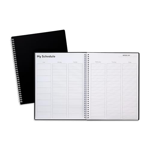 TRU RED Weekly Planner, 8.5" x 11", Black, Undated Weekly Layout for Scheduling, Goal Tracking & Task Planning — Letter‑Size Notebook Planner - style: 1 Pack
