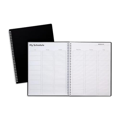 TRU RED Weekly Planner, 8.5" x 11", Black, Undated Weekly Layout for Scheduling, Goal Tracking & Task Planning — Letter‑Size Notebook Planner - style: 1 Pack