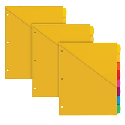 Oxford Write & Erase Plastic Binder Dividers, 8 Tab, Slash Pocket, Write On Tabs, Erase Ballpoint Pen, Marker, Pencil, Asstd. Colors, 3 Sets (89993)