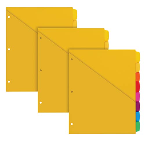 Oxford Write & Erase Plastic Binder Dividers, 8 Tab, Slash Pocket, Write On Tabs, Erase Ballpoint Pen, Marker, Pencil, Asstd. Colors, 3 Sets (89993)