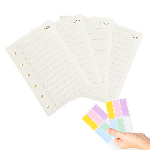 A7 Planner Refill,4 Pcs per Set, Todo List Paper, with Label Stickers Gift,Mini Binder Refills,6 hole/100gsm Thick Paper/4.84 x 3.23'', Harphia - color: Todo List