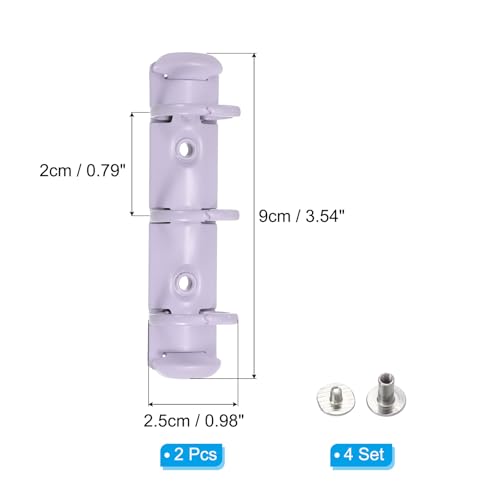 PATIKIL A8 3-Hole Ring Binder Mechanisms, 2 Set Binder Spines Replacement for Office Planners Documents Recipes Organization Storage, Purple - color: Purple
