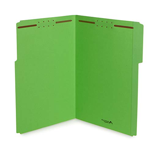 Blue Summit Supplies 50 Fastener File Folders, Legal, Heavy Duty, Green | Heavy-duty 14pt, reinforced 1/3 top tab, legal size, embedded fasteners, for legal, medical, and office records - color: Green