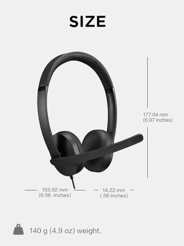 Lenovo USB-A Wired Stereo Headset for PC/Laptop, AI Noise Canceling via APP, 140g Lightweight, Replaceable Earcups, Double-Sided Boom Mic, in-line Controls with Mute for Call. Work with Teams/Zoom