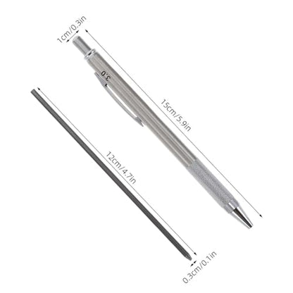 Stainless Steel Clutch Pencil with 3.0mm Lead Refill, Metal Sketching Pencil Set for Architectural Sketching and School Use, Stable Writing Drafting Tool for Artists and Students