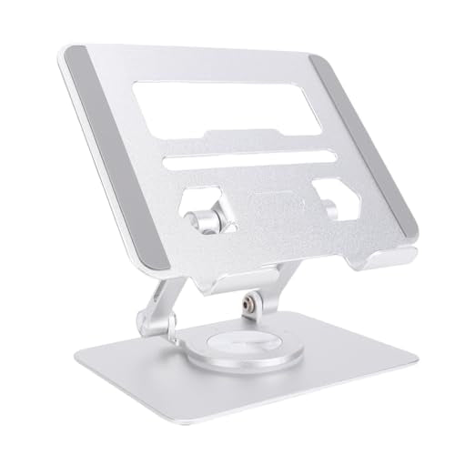 Tablet Stand with Adjustable Height and 360° Rotating Base for 5.8 to 12.9 Inch Tablets Ideal for Video Calls and Online Learning (Silver)