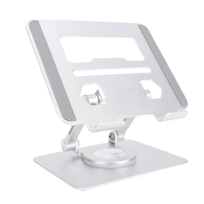 Tablet Stand with Adjustable Height and 360° Rotating Base for 5.8 to 12.9 Inch Tablets Ideal for Video Calls and Online Learning (Silver)