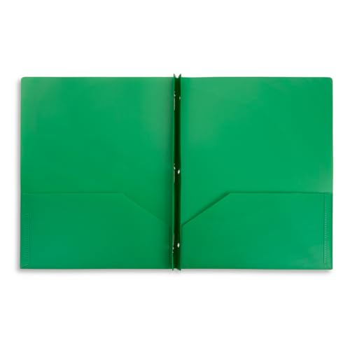Blue Summit Supplies 30 Plastic 2 Pocket Folders with Prongs, Assorted | Durable 0.35mm poly, 2 pockets, for school, office, and report organization