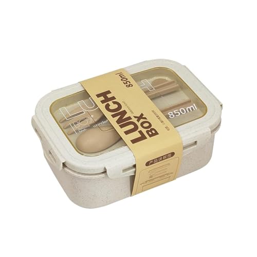 Bento Box Adult Lunch Box with 2 Compartments Bento Lunch Containers with Tableware Storage Japanese Style Bento Box Leakproof Microwave Dishwasher Safe Lunchbox for Work On-The-Go Picnic Beige - color: Lunch Box Beige