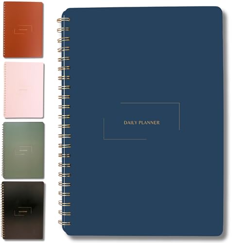 Undated Daily Planner | 8.25” x 11.75” To Do List Notebook | Work Productivity ADHD Organizer | Men and Women Planner | College Supplies | Navy | Portrait Layout - color: Navy, size: Daily Planner - Portrait