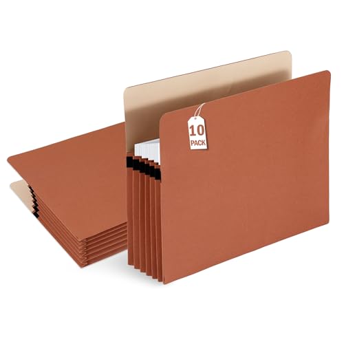 VZCPYTPM 10 Packs Expanding File Pockets,5-1/4"" Expandable Folder Bag,Expandable File Folders Letter Size,Accordion File Organizer for Office,School,Home,Kraft - size: 10 Packs