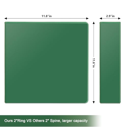 COMIX Sturdy 3 Ring Binder 2 inch with Clear View Cover, 2" Slant-D Ring View Binder Holds 500 Sheets of US Letter Size Paper, 6 Pack (Green) - color: Green, size: 2 inch